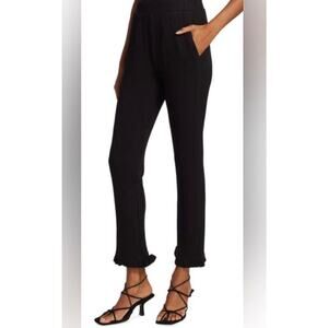 NWT n: philanthropy women Talker Rib Knit Ruffle Hem Pants Black - Size XS